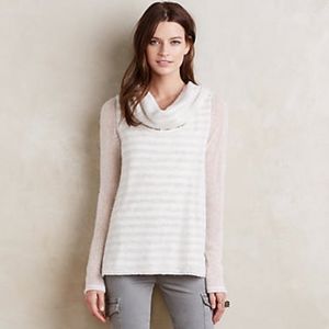 Anthropologie Moth creme striped cowlneck sweater